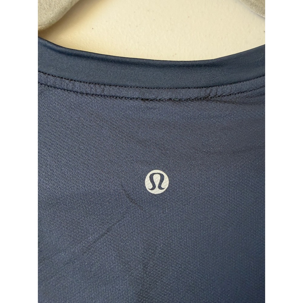 Lululemon Mens Tech Short Sleeve Shirt Green Navy Blue Sport Gym Outdoor L - Picture 4 of 7